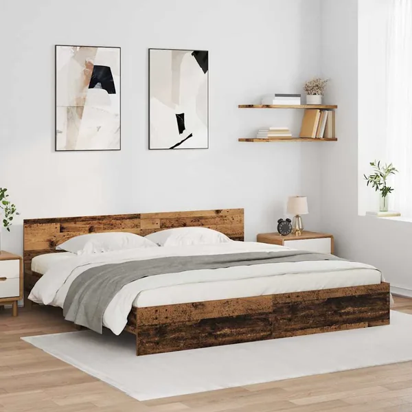 Cadre de lit Bois Ancien 200 x 200 cm Bois d'ingénierie