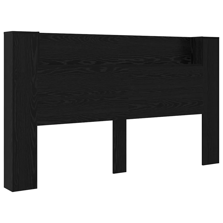 Tête de lit de rangement avec LED Chêne noir Bois d'ingénierie - 2