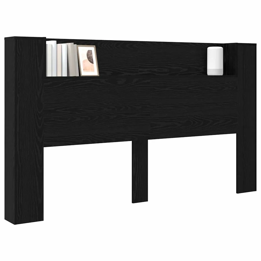 Tête de lit de rangement avec LED Chêne noir Bois d'ingénierie - 3