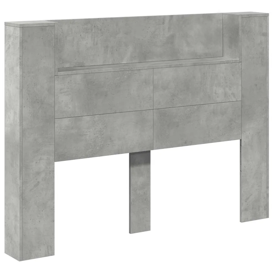 Tête de lit de rangement avec LED Gris béton Bois d'ingénierie - 2
