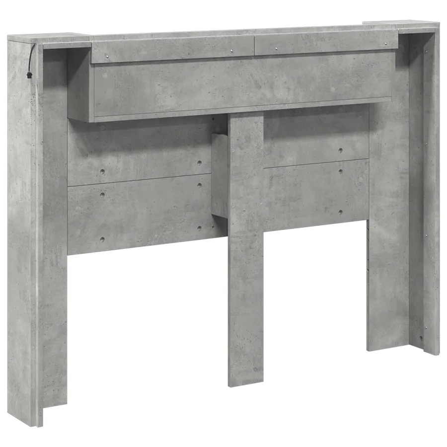 Tête de lit de rangement avec LED Gris béton Bois d'ingénierie - 7