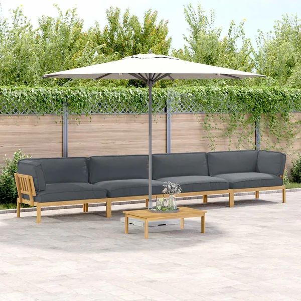 Ensemble de Canapés Uni 5 pcs Anthracite Bois d'Acacia Massif
