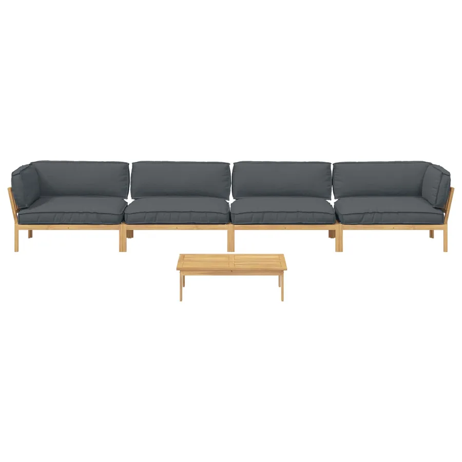 Ensemble de Canapés Uni 5 pcs Anthracite Bois d'Acacia Massif - 10