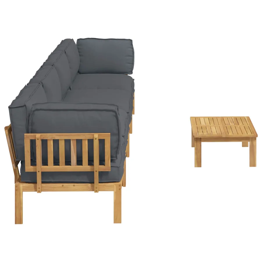 Ensemble de Canapés Uni 5 pcs Anthracite Bois d'Acacia Massif - 11
