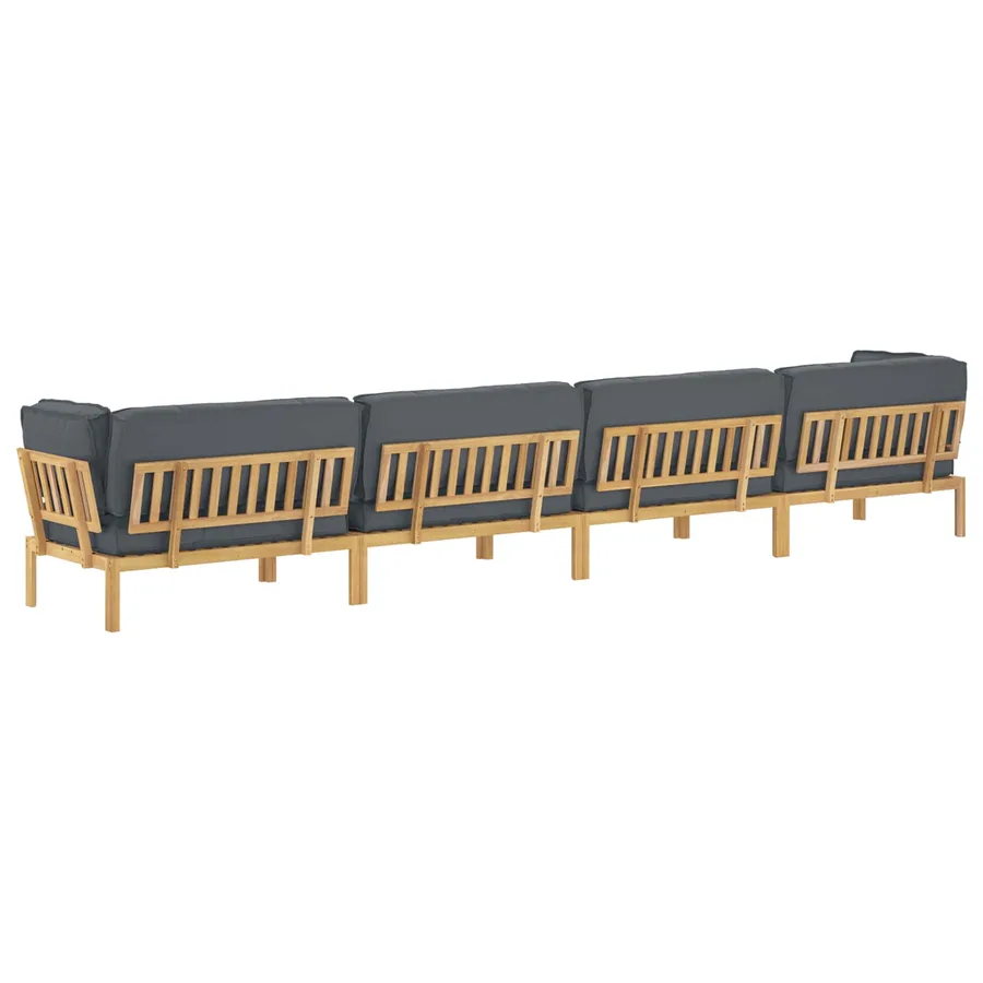 Ensemble de Canapés Uni 5 pcs Anthracite Bois d'Acacia Massif - 12