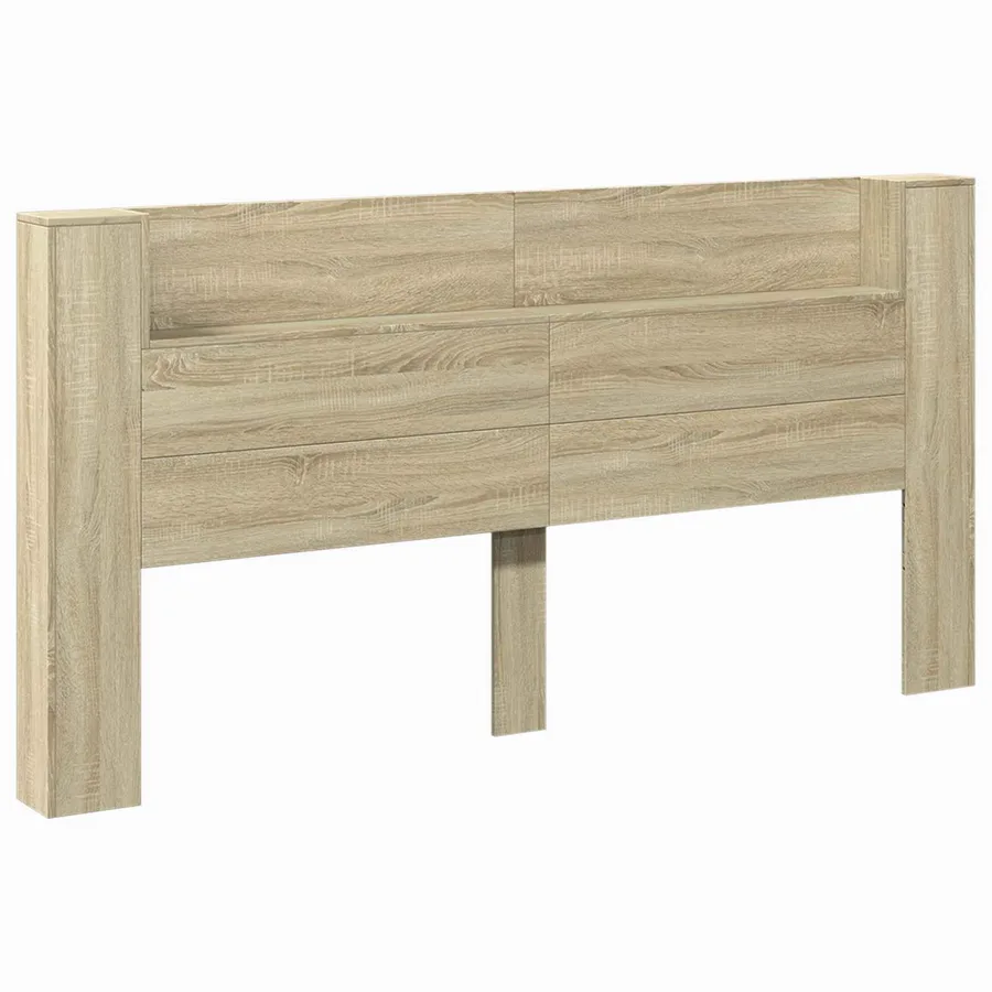 Tête de lit de rangement avec LED Chêne Sonoma - 2