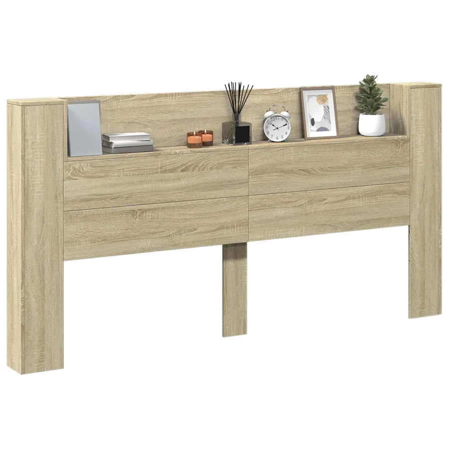 Tête de lit de rangement avec LED Chêne Sonoma - 3