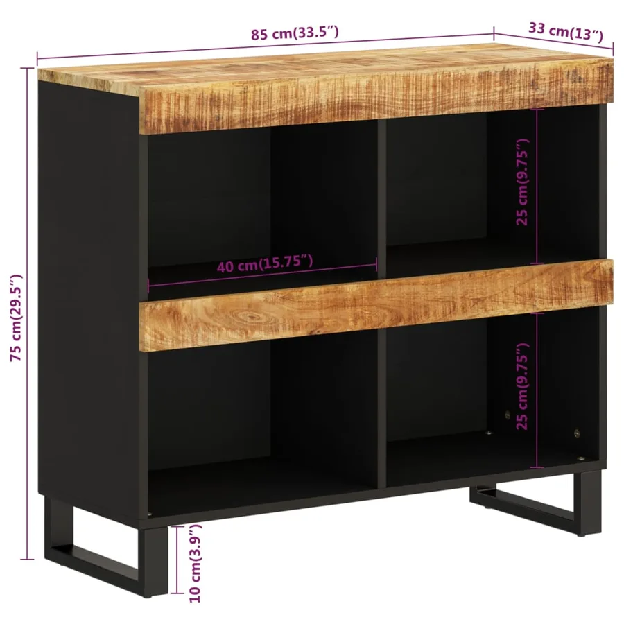 Armoire latérale 85x33x75 cm bois massif de manguier - 9