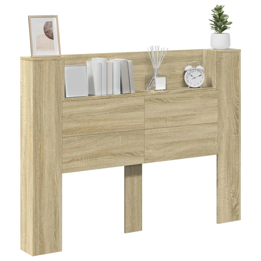 Tête de lit de rangement avec LED Chêne Sonoma - 3