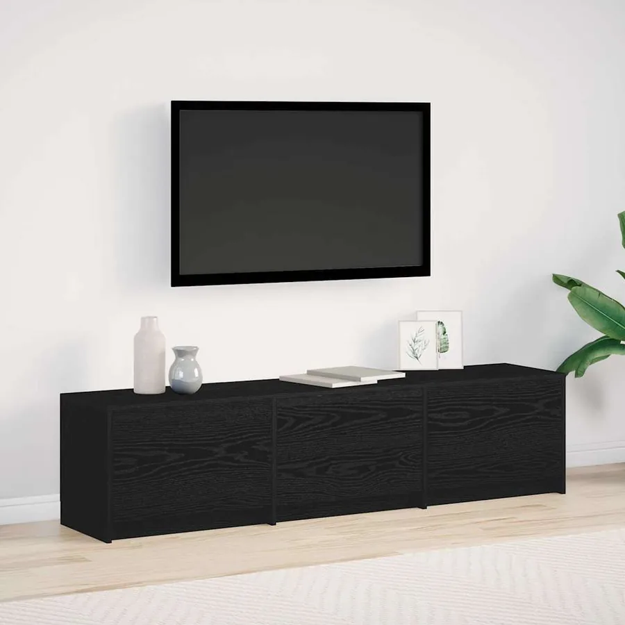 Meuble TV avec LED avec bandes LED Chêne Noir 165 x 34 x 40 cm