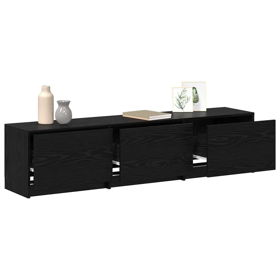 Meuble TV avec LED avec bandes LED Chêne Noir 165 x 34 x 40 cm - 3