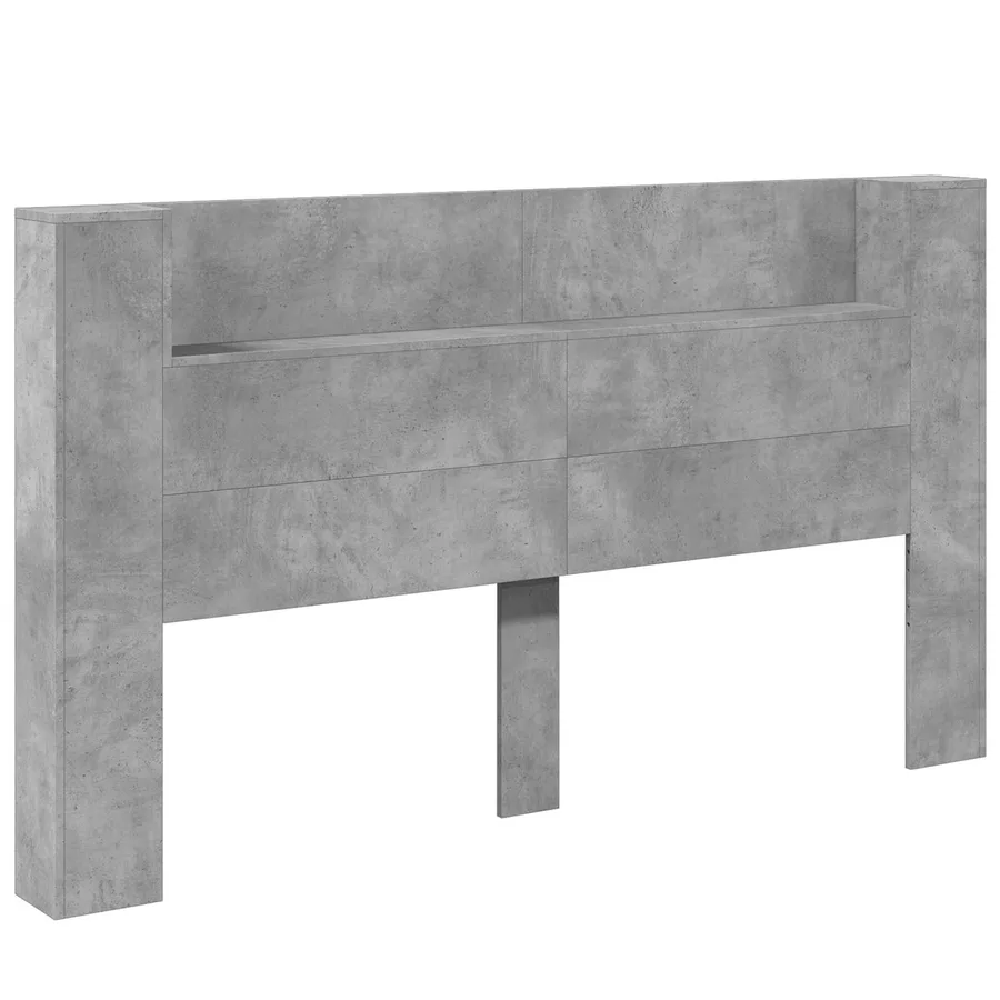 Tête de lit de rangement avec LED Gris béton Bois d'ingénierie - 2