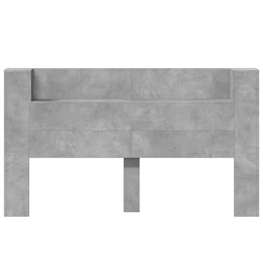 Tête de lit de rangement avec LED Gris béton Bois d'ingénierie - 5