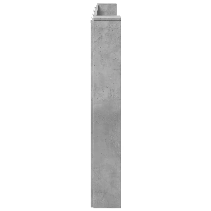 Tête de lit de rangement avec LED Gris béton Bois d'ingénierie - 6