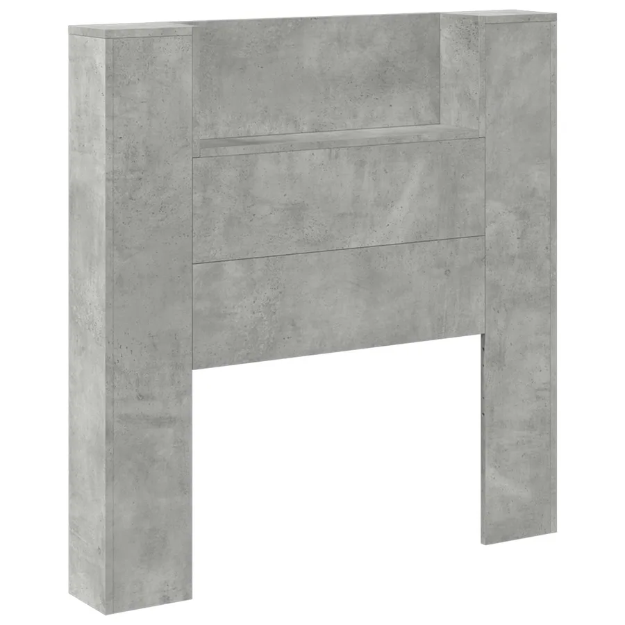 Tête de lit de rangement avec LED Gris béton Bois d'ingénierie - 2