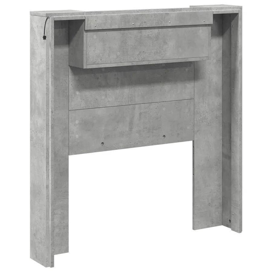 Tête de lit de rangement avec LED Gris béton Bois d'ingénierie - 7