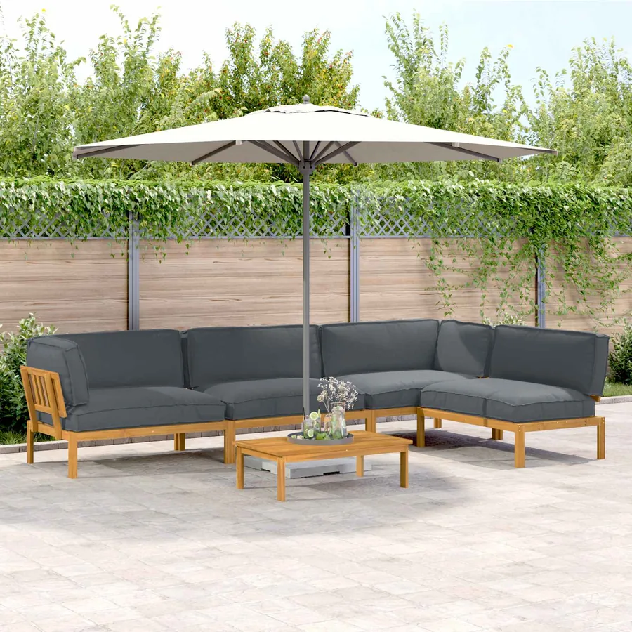 Ensemble de Canapés Uni 5 pcs Anthracite Bois d'Acacia Massif