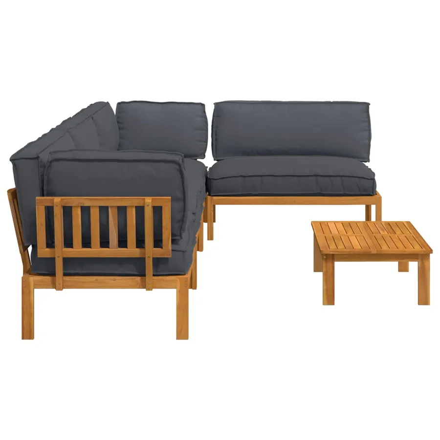 Ensemble de Canapés Uni 5 pcs Anthracite Bois d'Acacia Massif - 11