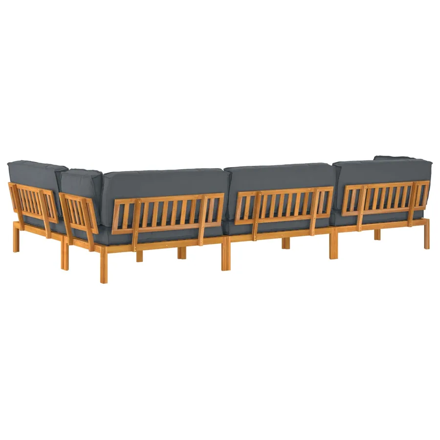 Ensemble de Canapés Uni 5 pcs Anthracite Bois d'Acacia Massif - 12