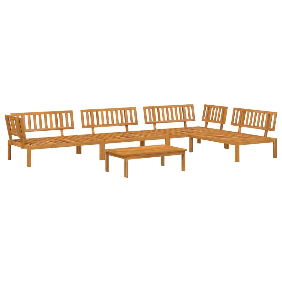 Ensemble de Canapés Uni 5 pcs Anthracite Bois d'Acacia Massif - 3