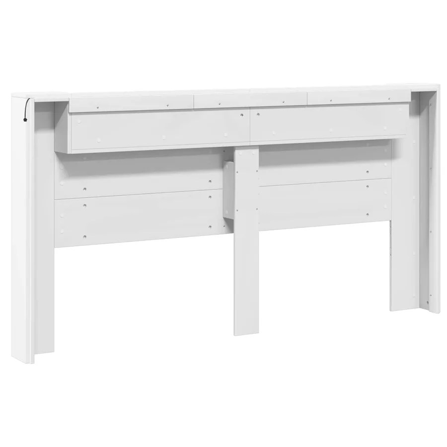 Tête de lit de rangement avec LED Blanc Bois d'ingénierie - 7