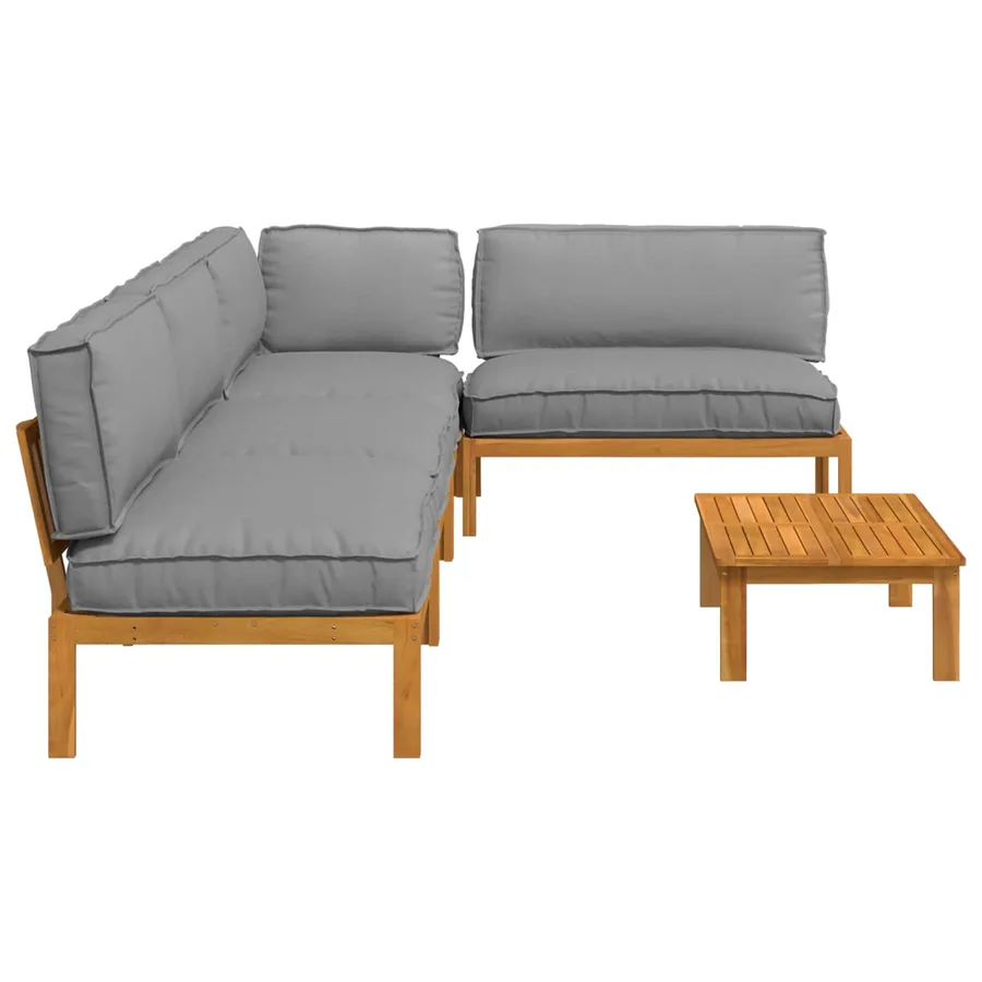 Ensemble de Canapés Uni 5 pcs Gris Bois d'Acacia Massif - 11