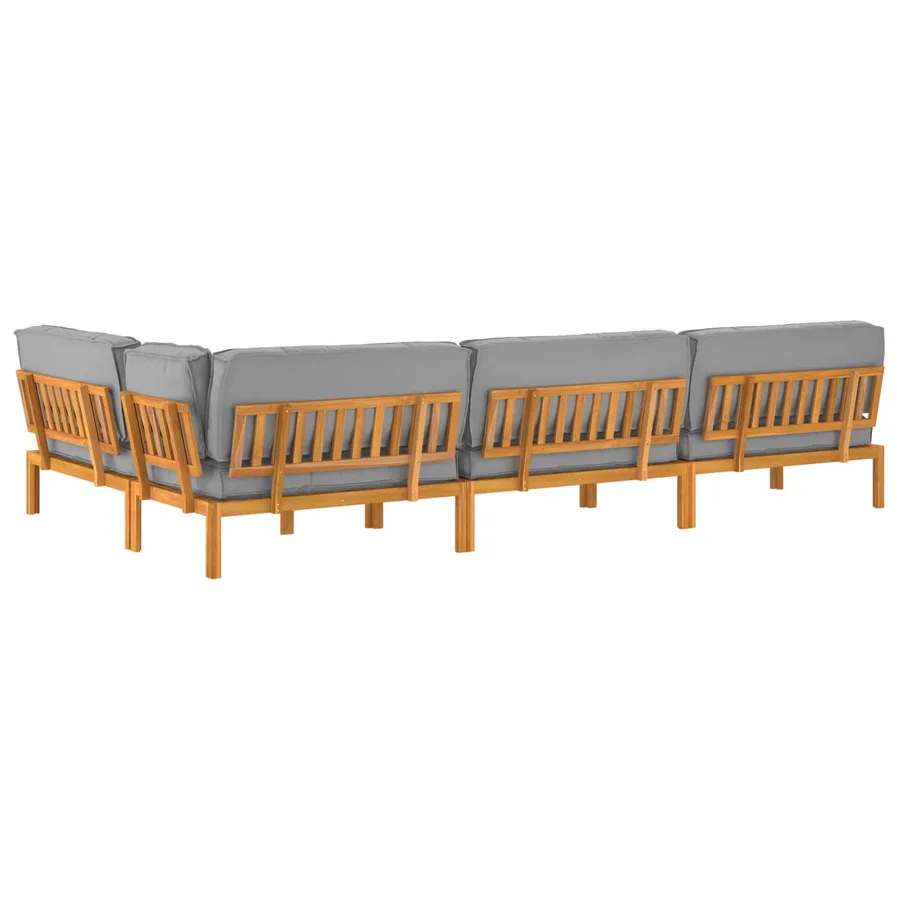 Ensemble de Canapés Uni 5 pcs Gris Bois d'Acacia Massif - 12