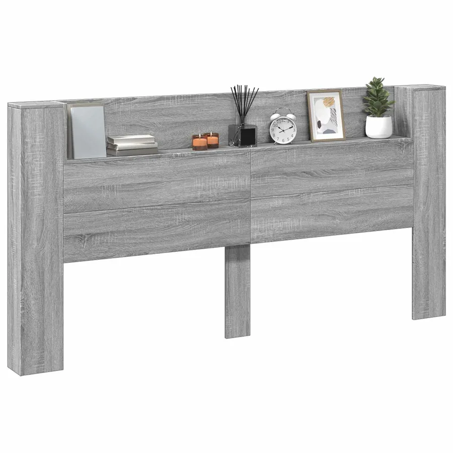 Tête de lit de rangement avec LED Sonoma gris Bois d'ingénierie - 3