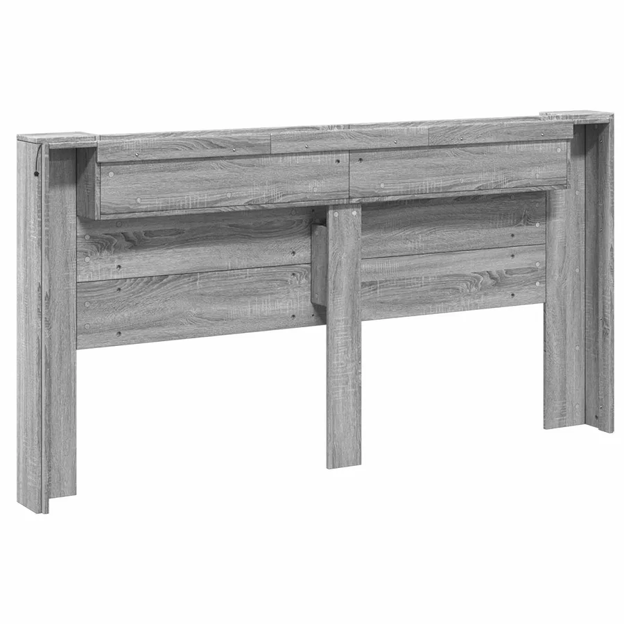 Tête de lit de rangement avec LED Sonoma gris Bois d'ingénierie - 7
