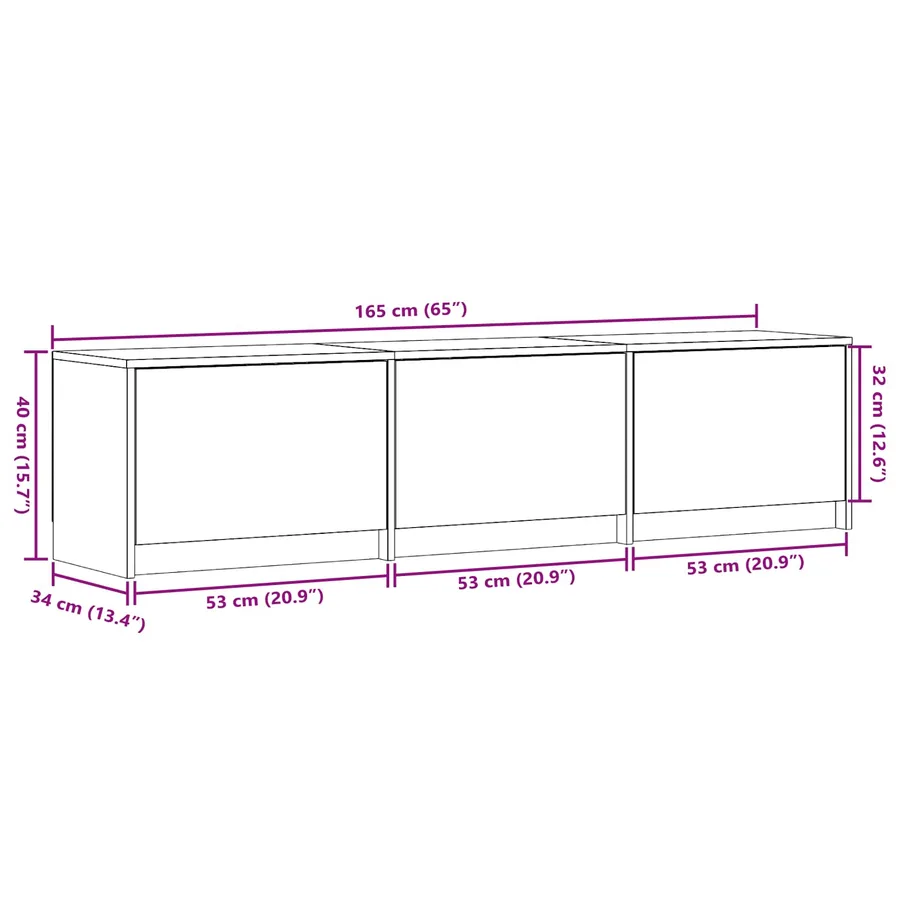 Meuble TV avec LED 165 x 34 x 40 cm Chêne Sonoma - 12