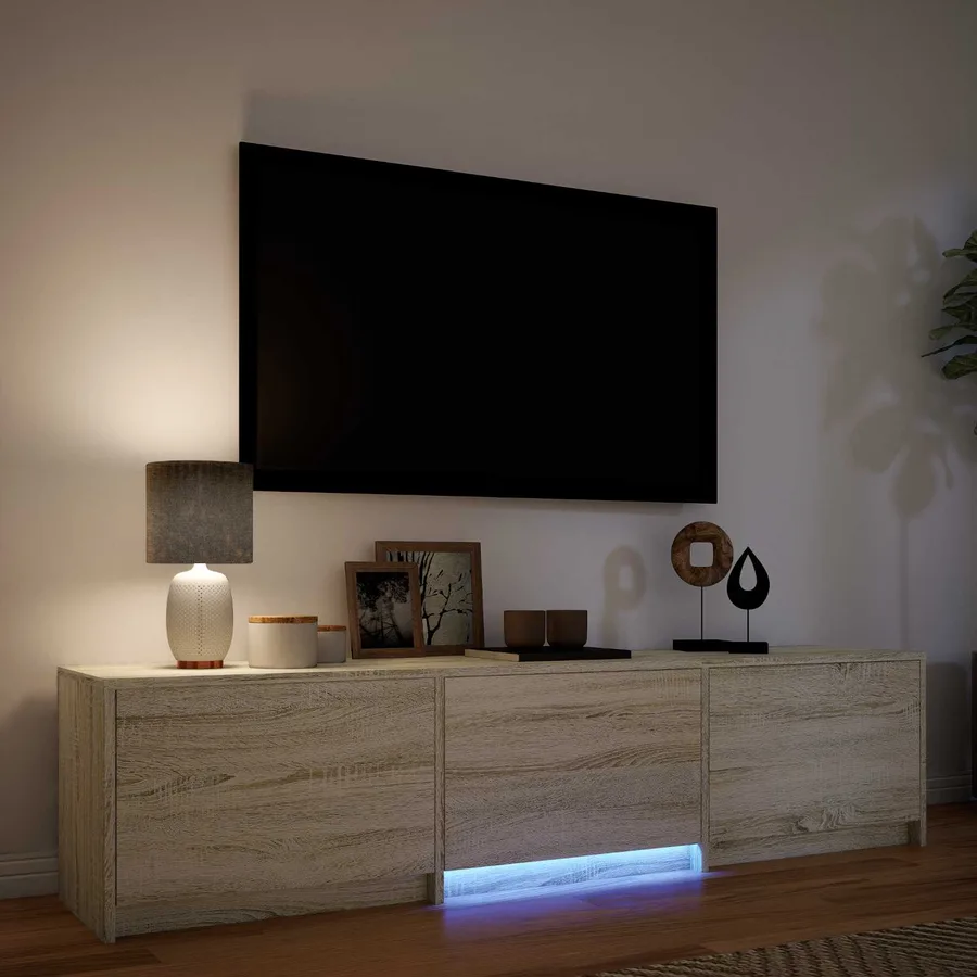 Meuble TV avec LED 165 x 34 x 40 cm Chêne Sonoma - 4