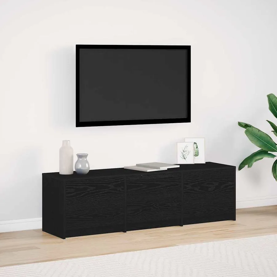 Meuble TV avec LED avec bandes LED Chêne Noir 140 x 34 x 40 cm