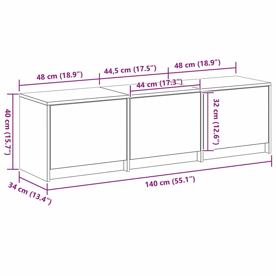 Meuble TV avec LED avec bandes LED Chêne Noir 140 x 34 x 40 cm - 14