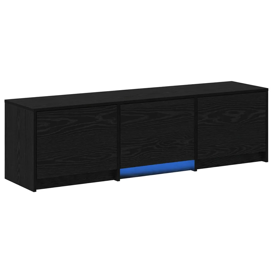 Meuble TV avec LED avec bandes LED Chêne Noir 140 x 34 x 40 cm - 2