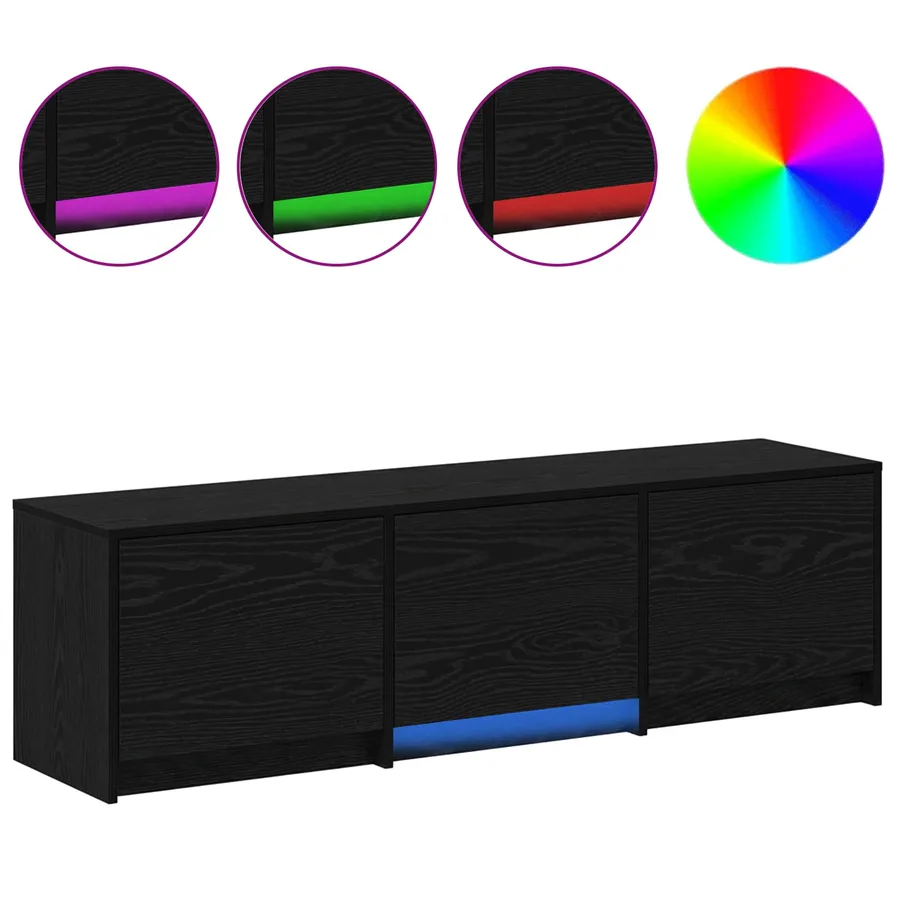Meuble TV avec LED avec bandes LED Chêne Noir 140 x 34 x 40 cm - 4