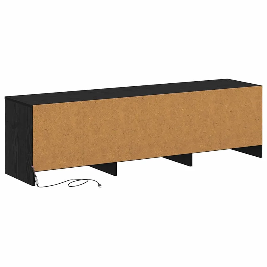 Meuble TV avec LED avec bandes LED Chêne Noir 140 x 34 x 40 cm - 9
