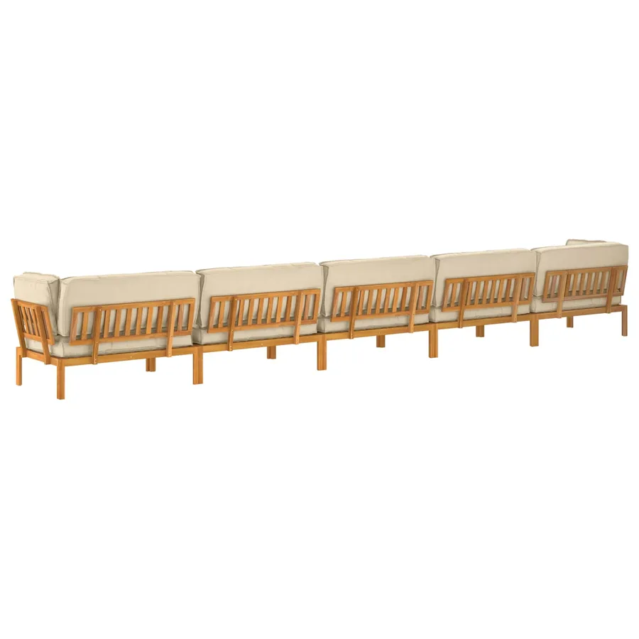 Ensemble de Canapés Uni 6 pcs Beige Bois d'Acacia Massif - 12