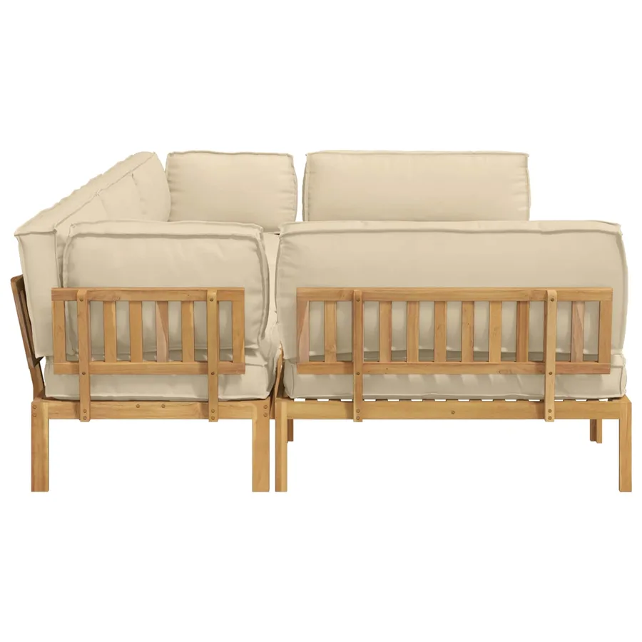 Ensemble de Canapés Uni 6 pcs Beige Bois d'Acacia Massif - 11