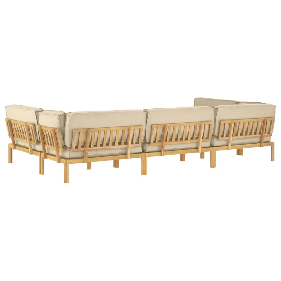 Ensemble de Canapés Uni 6 pcs Beige Bois d'Acacia Massif - 12