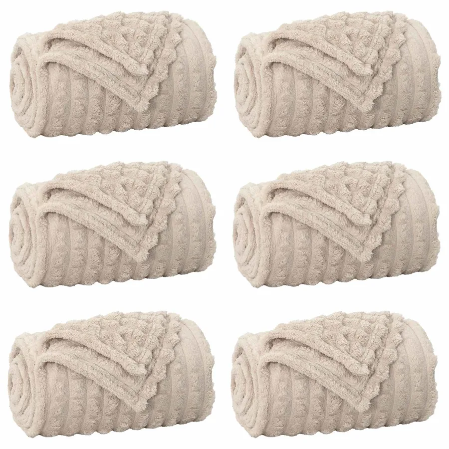 Couvertures à jeter 6 pcs Beige 270 x 240 cm Toison - 2