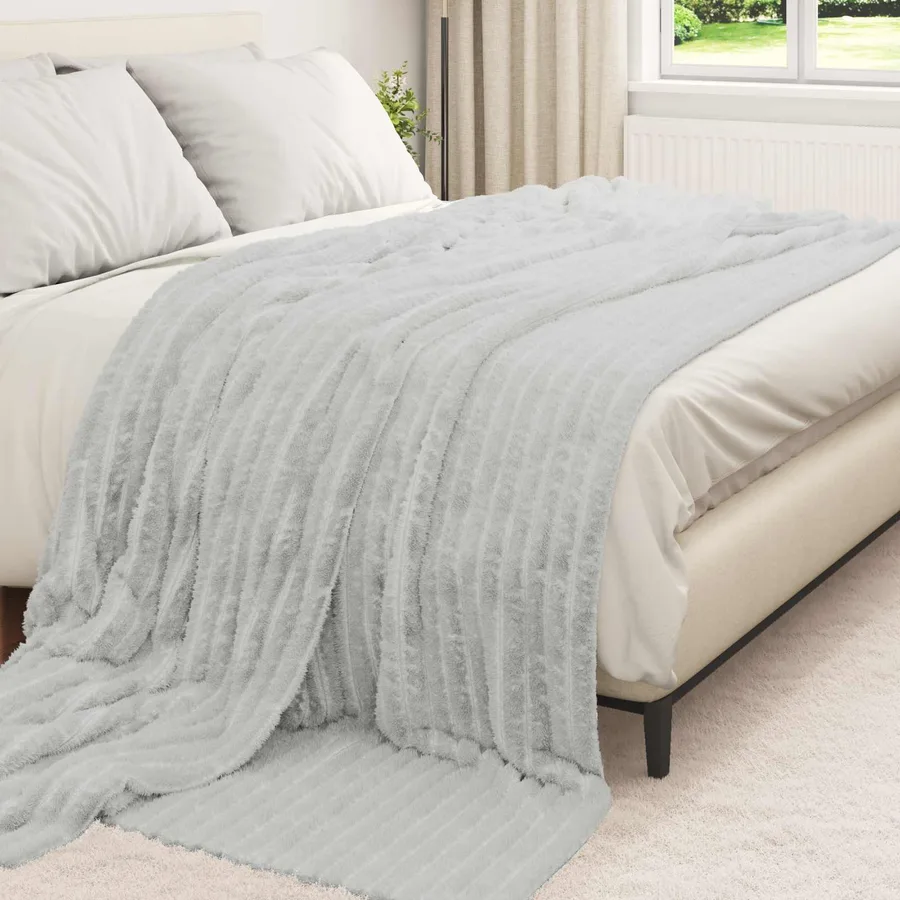 Couvertures à jeter 6 pcs Gris 270 x 240 cm Toison - 3