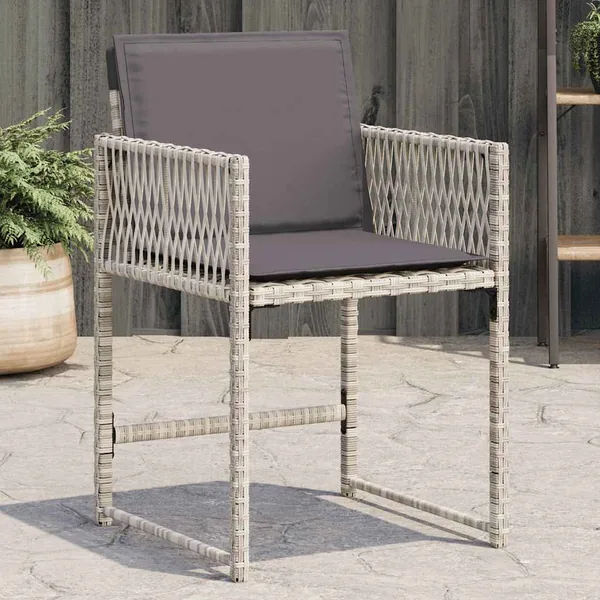 Chaises de jardin avec coussins lot de 4 gris clair poly rotin