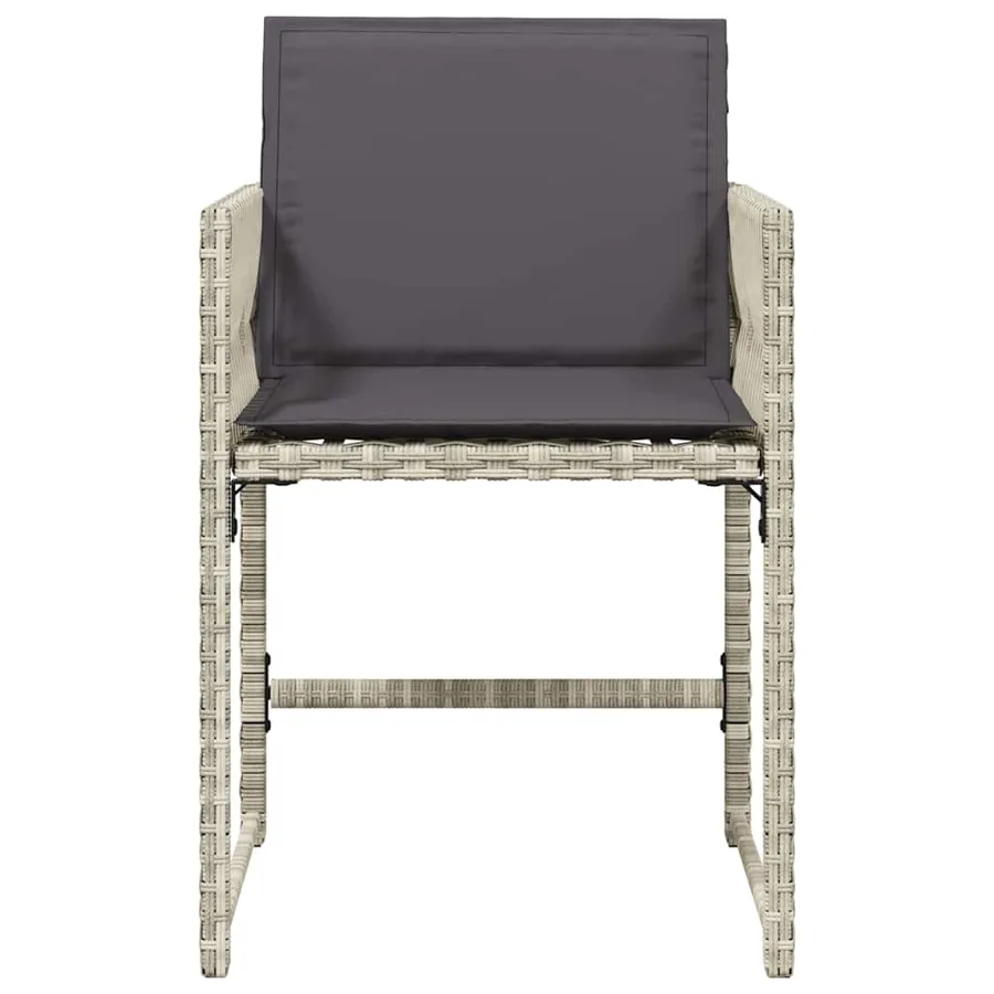 Chaises de jardin avec coussins lot de 4 gris clair poly rotin - 5