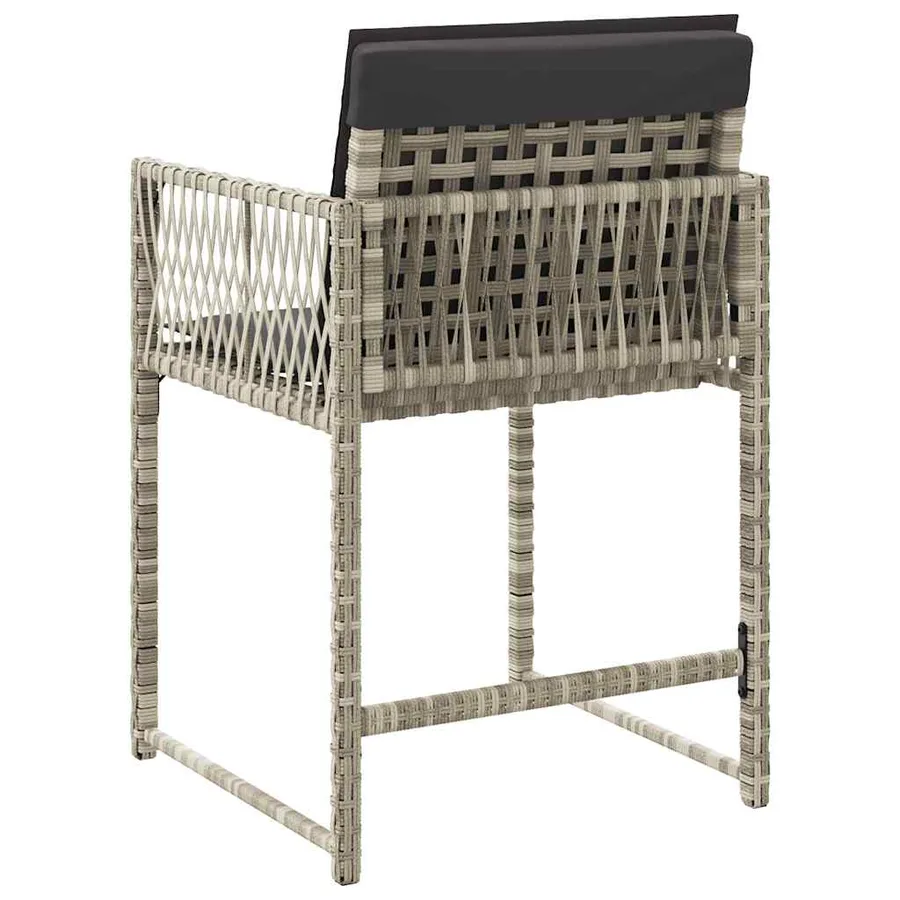 Chaises de jardin avec coussins lot de 4 gris clair poly rotin - 7