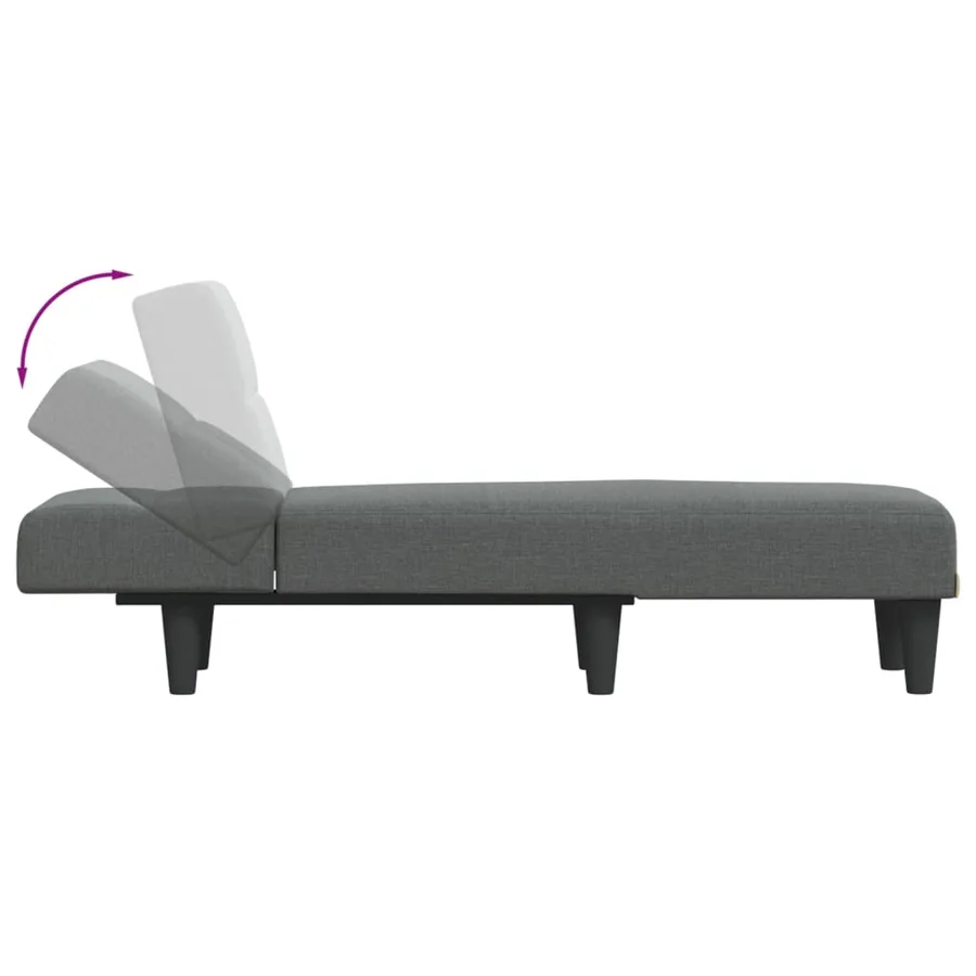 Chaise longue gris foncé tissu - 6