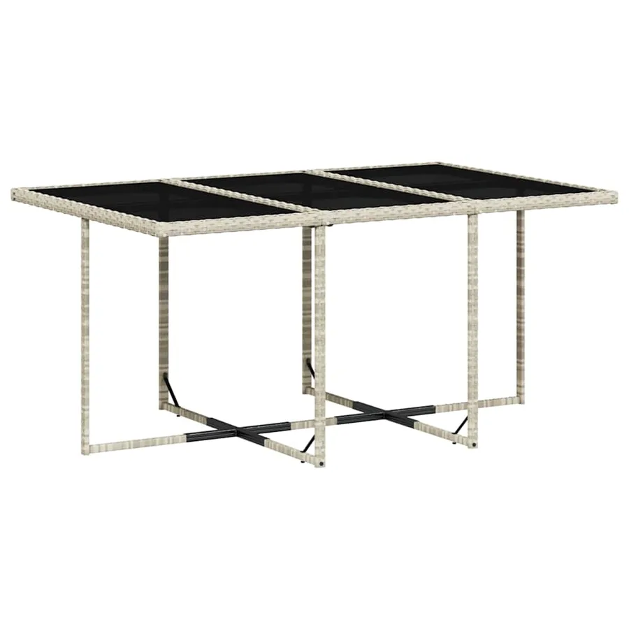 Ensemble à manger de jardin 11pcs avec coussins gris poly rotin - 3