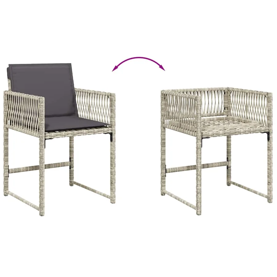 Ensemble à manger de jardin 11pcs avec coussins gris poly rotin - 5