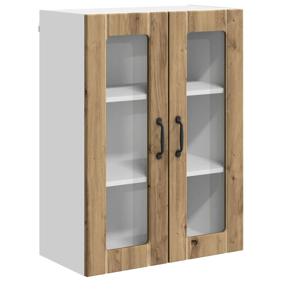 Cabinet en verre mural LUCCA Chêne artisanal 60 x 31 x 80 cm - 2