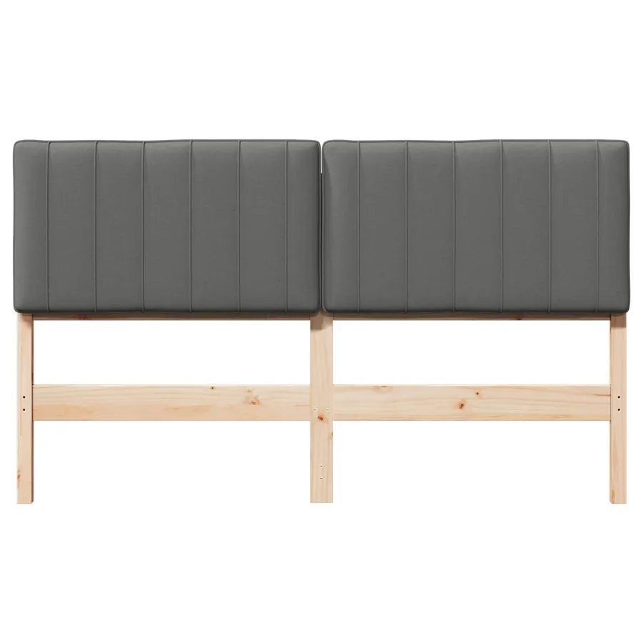 Tête de lit capitonnée Marron et gris clair 150 cm Pin massif - 4