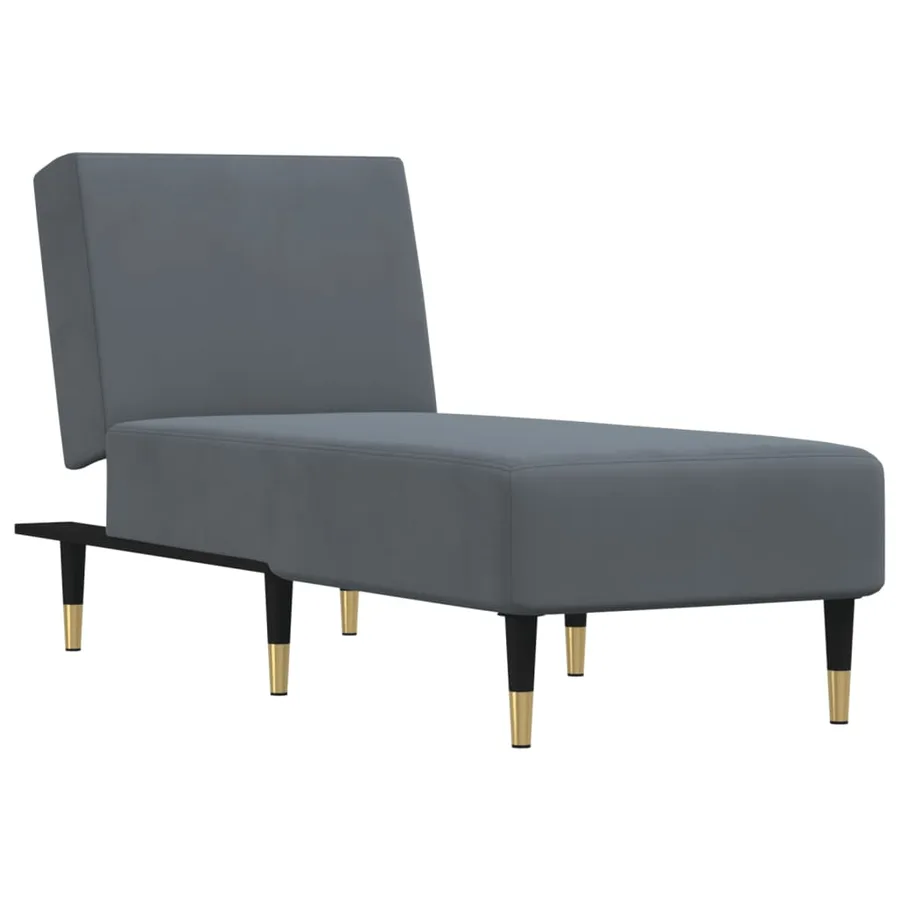 Chaise longue gris foncé velours - 2